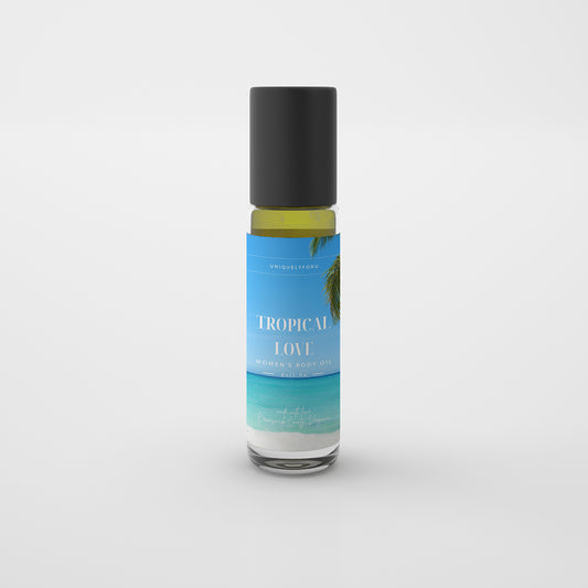 UniquelyForU Tropical Love Fragranced Body Oil Roll-on 1 oz made with love Brunswick County Virginia UNIQUELYFORU.COM