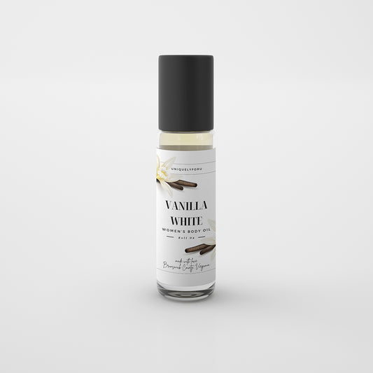 UniquelyForU Vanilla White Fragranced Body Oil Roll-on 1 oz made with love Brunswick County Virginia UNIQUELYFORU.COM