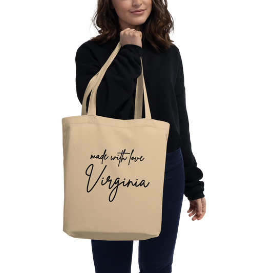 Made with Love Virginia Eco-Friendly Tote Bag Black
