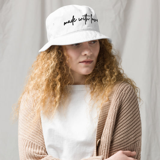 Made with Love Unisex Organic Bucket Hat Embroidered Black