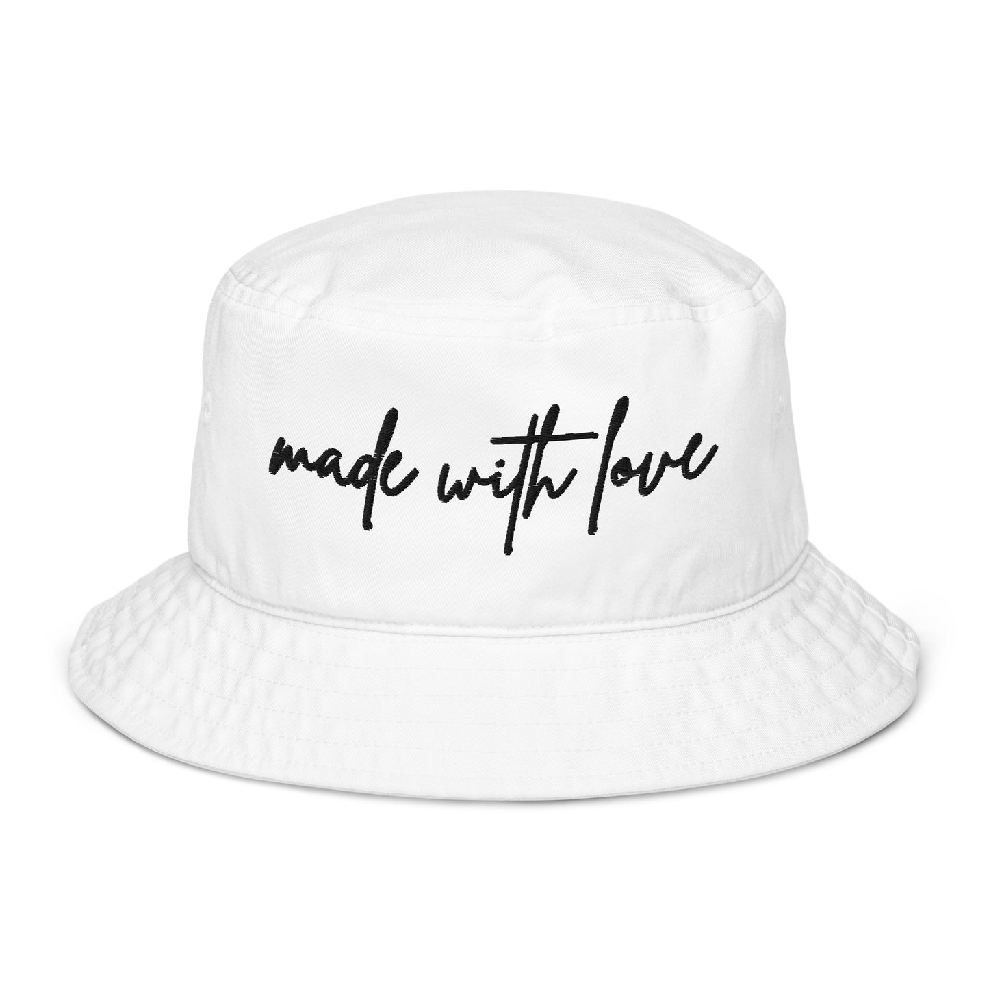 Made with Love Unisex Organic Bucket Hat Embroidered Black
