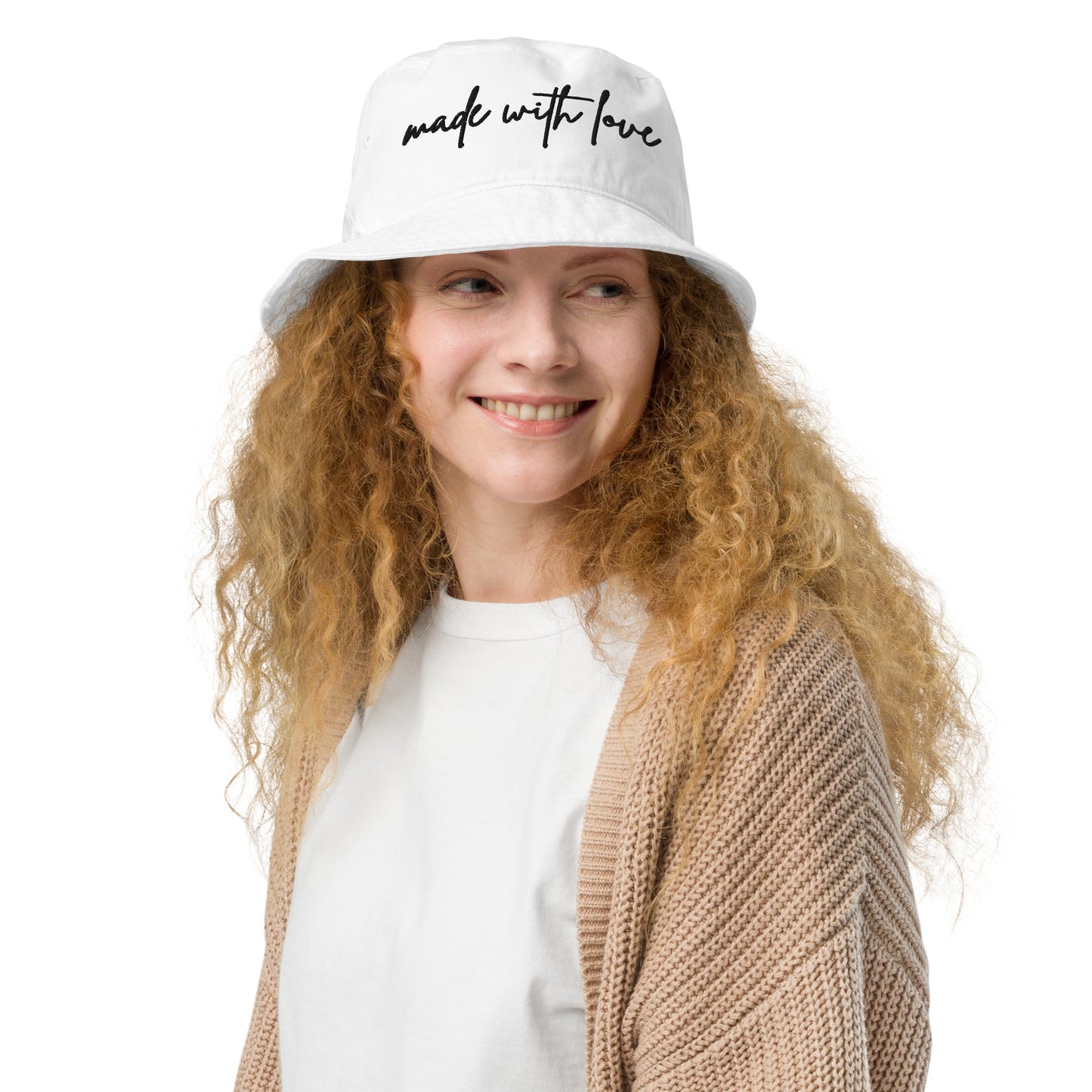 Made with Love Unisex Organic Bucket Hat Embroidered Black