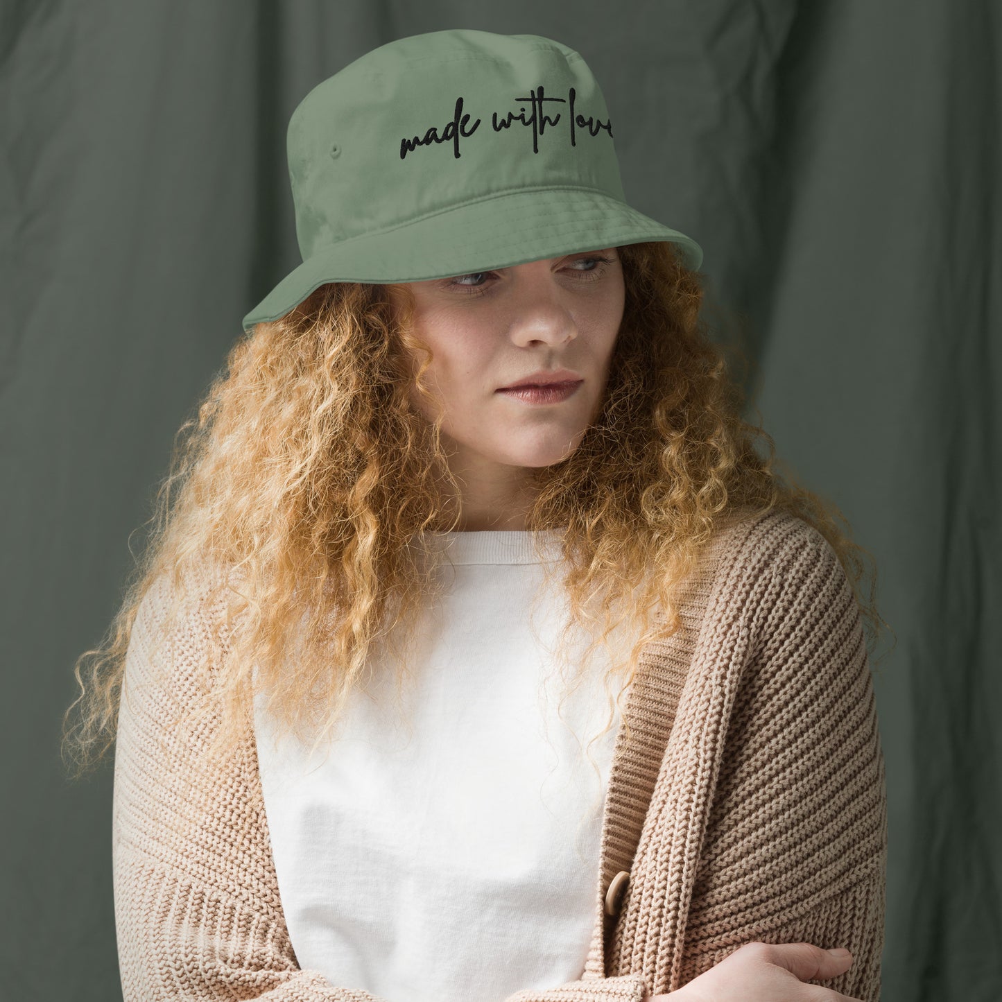 Made with Love Unisex Organic Bucket Hat Embroidered Black
