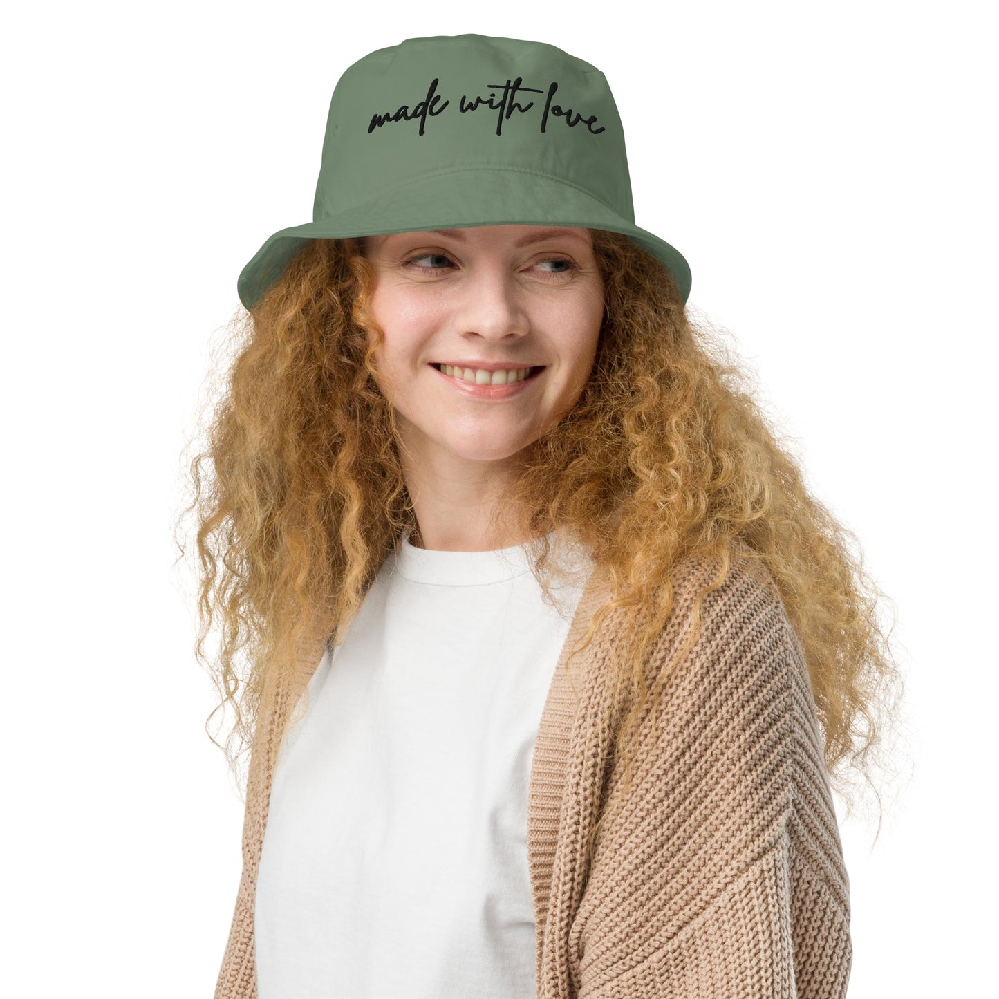 Made with Love Unisex Organic Bucket Hat Embroidered Black