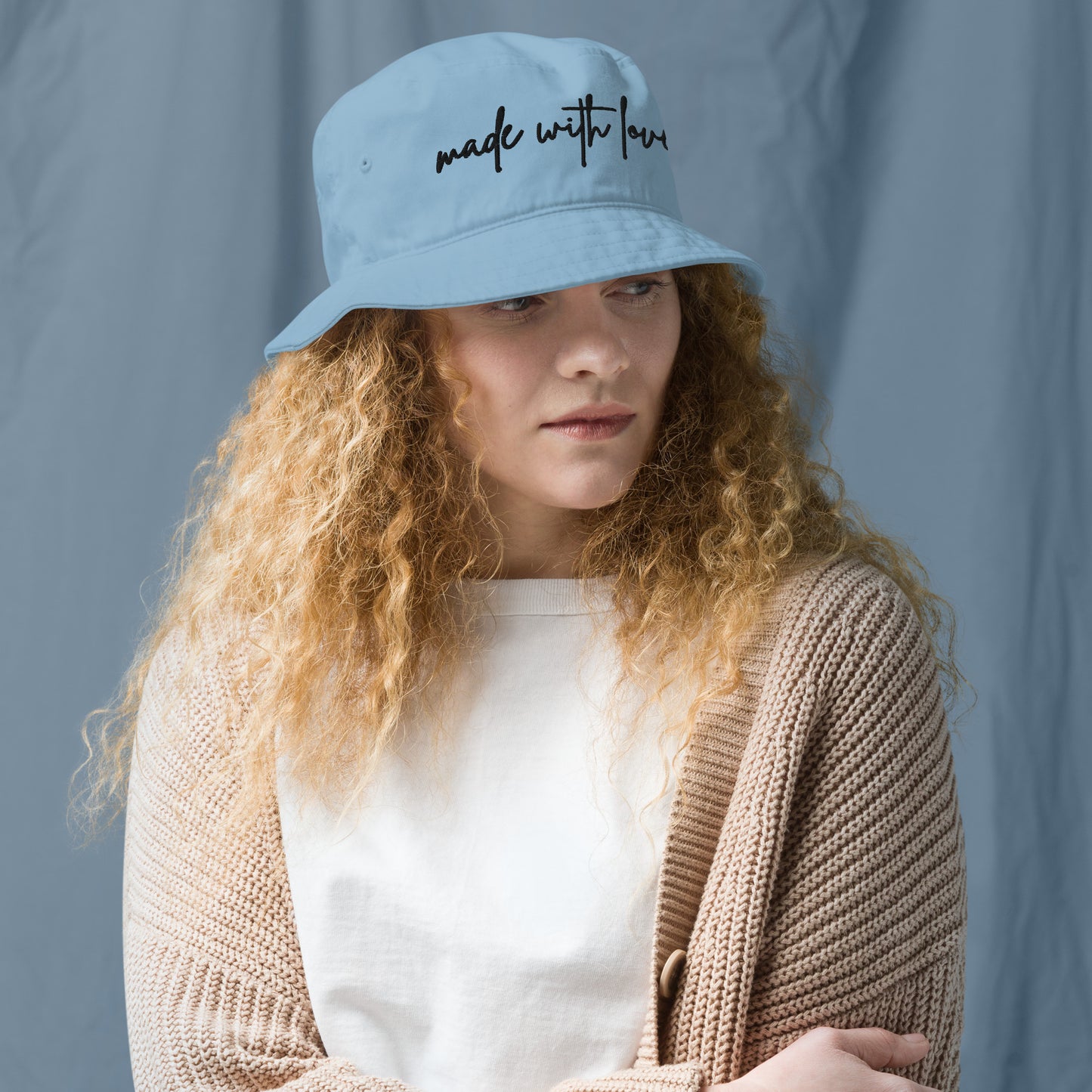 Made with Love Unisex Organic Bucket Hat Embroidered Black