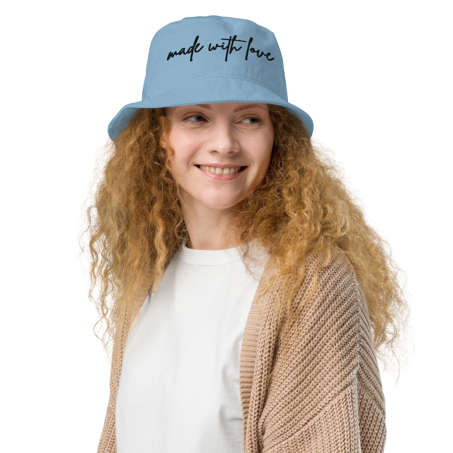 Made with Love Unisex Organic Bucket Hat Embroidered Black