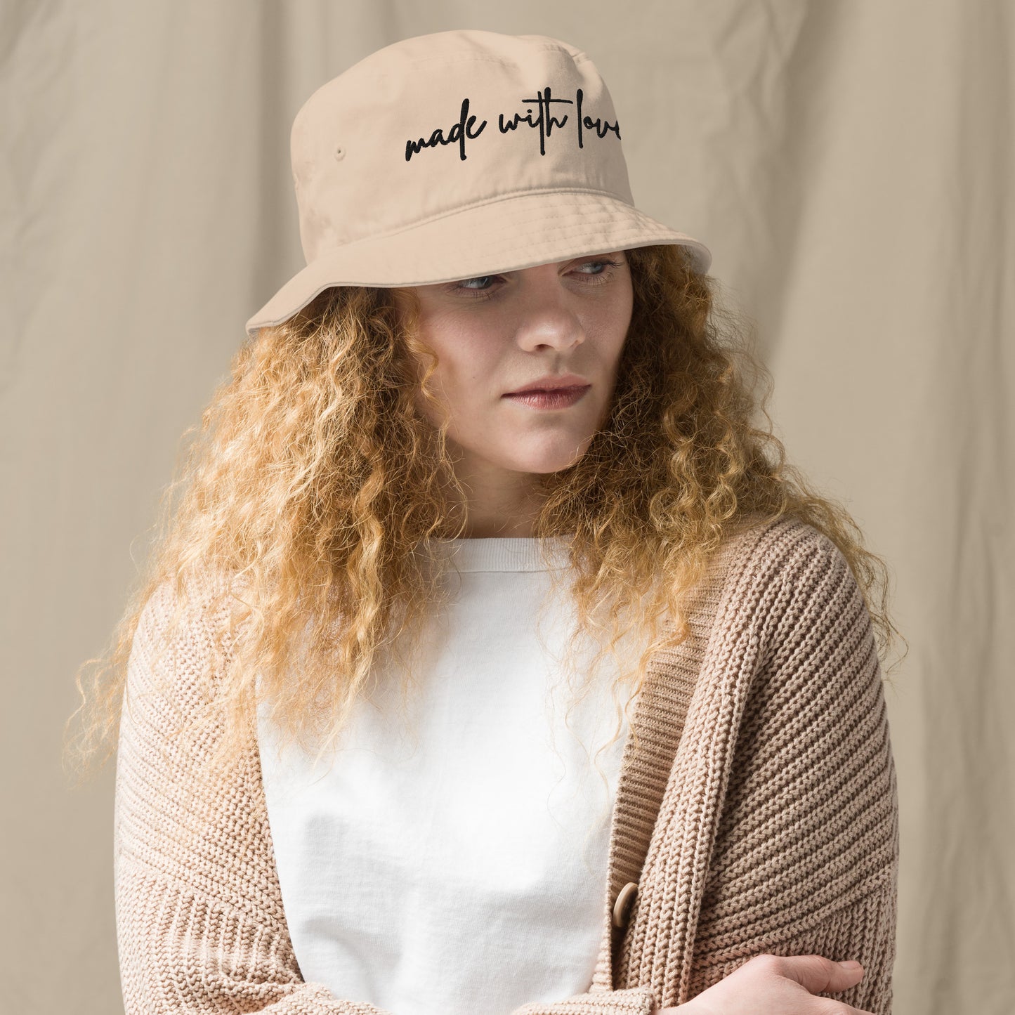 Made with Love Unisex Organic Bucket Hat Embroidered Black