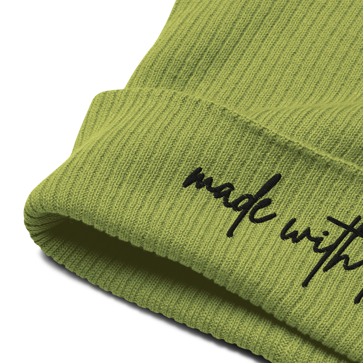 Made with Love Unisex Organic Ribbed Beanie Embroidered Black