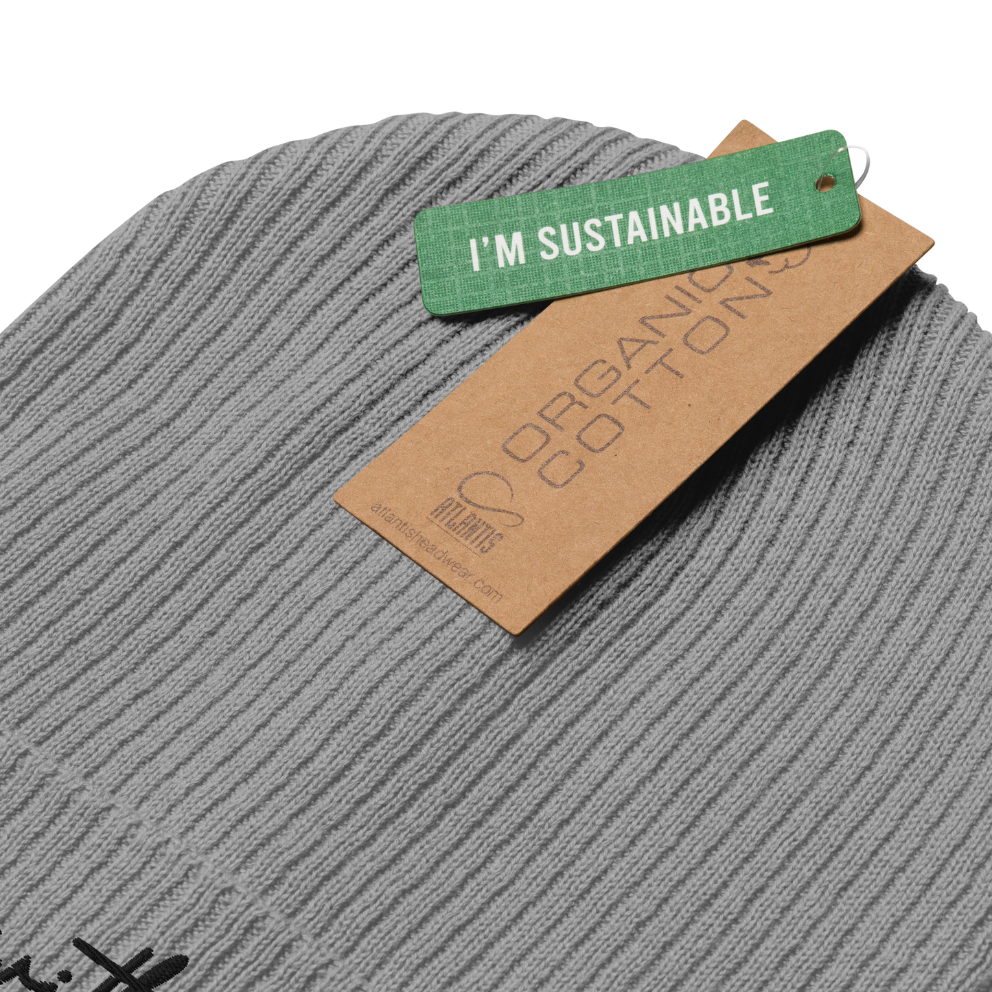 Made with Love Unisex Organic Ribbed Beanie Embroidered Black