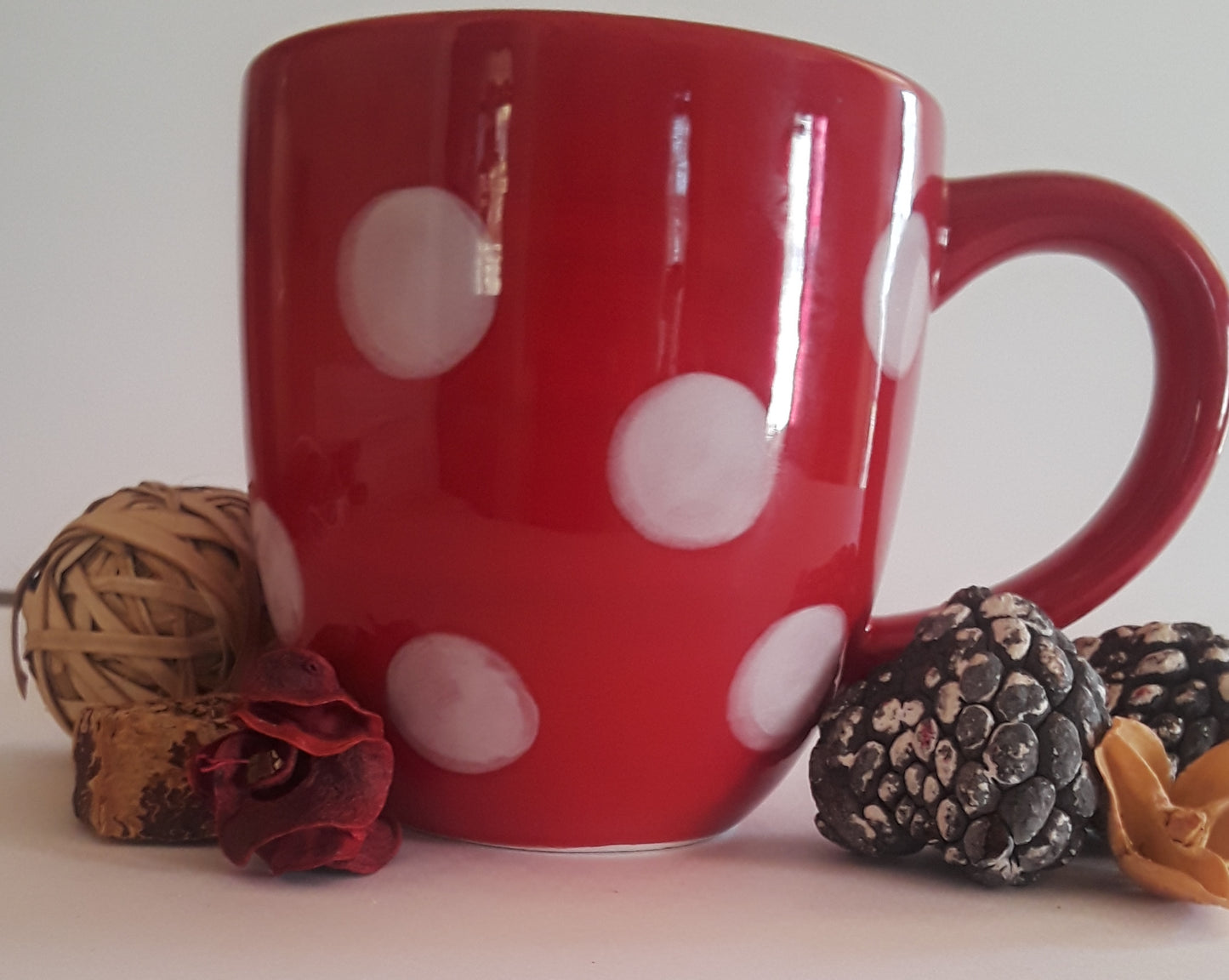 Polka Dot Mug Red White 12oz