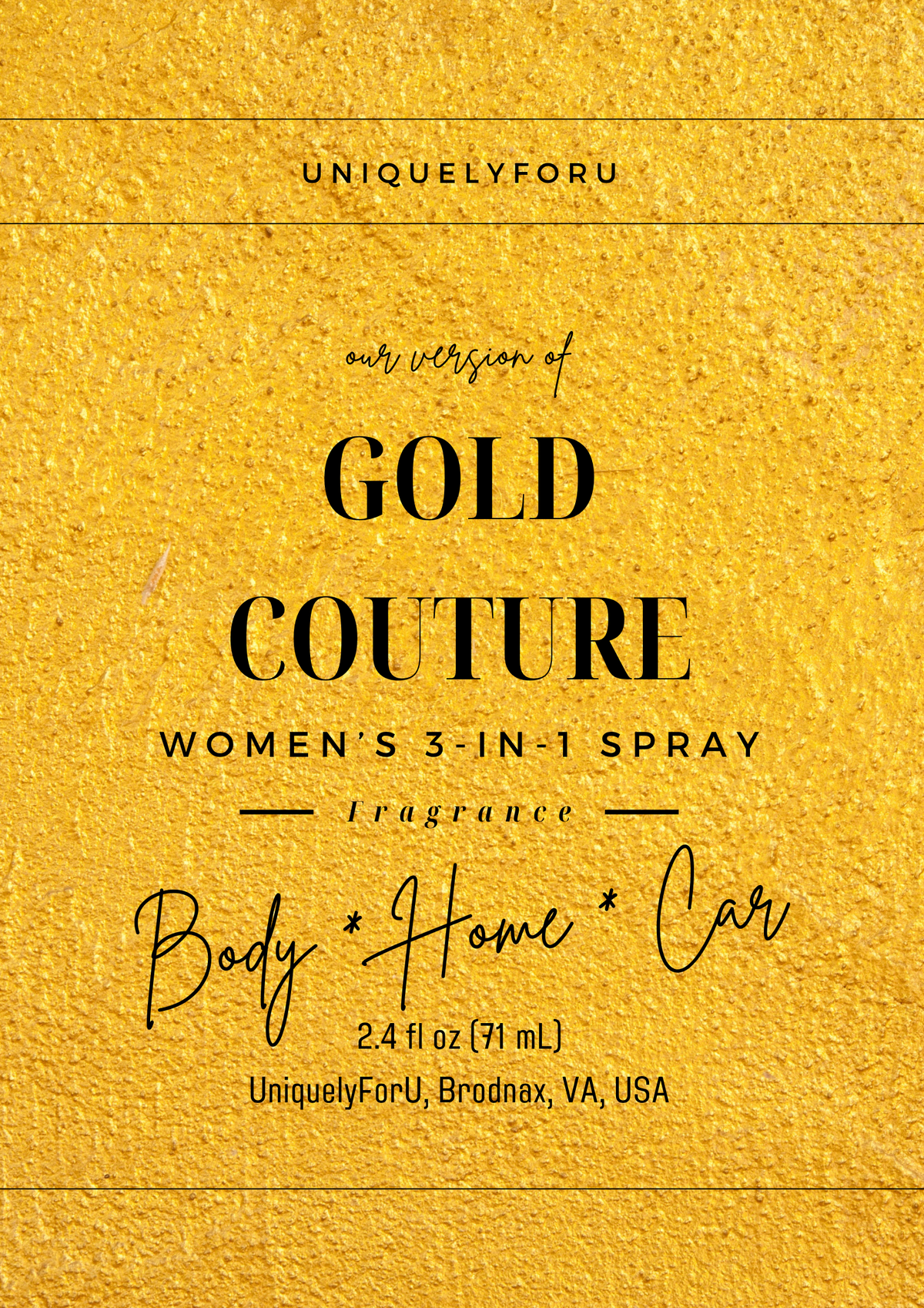 Gold Couture Type Women's 3-in-1 Spray – For Body, Home, and Car 2.4 fl oz