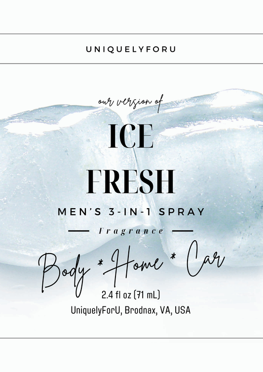 Ice Fresh Type Men's 3-in-1 Spray – For Body, Home, and Car, 2.4 fl oz