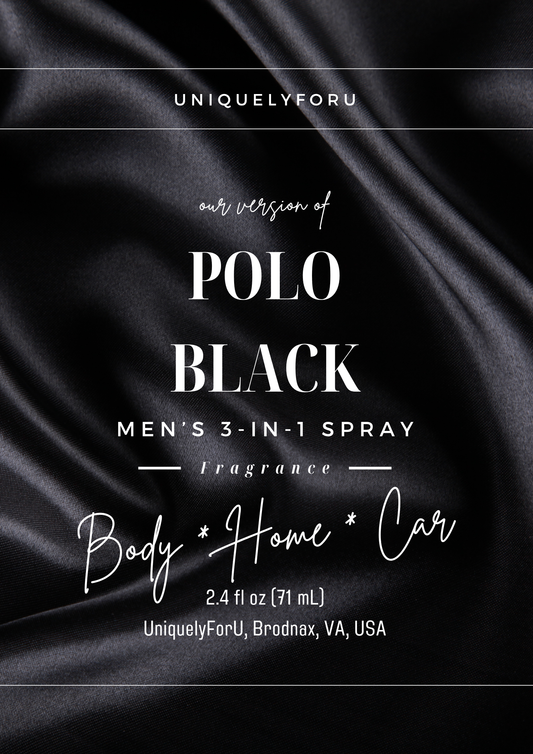 Polo Black Type Men's 3-in-1 Spray – For Body, Home, and Car, 2.4 fl oz