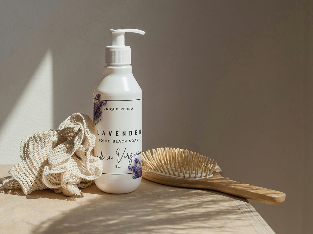 UniquelyForU Lavender Liquid African Black Soap Made in Virginia 8 oz UNIQUELYFORU.COM