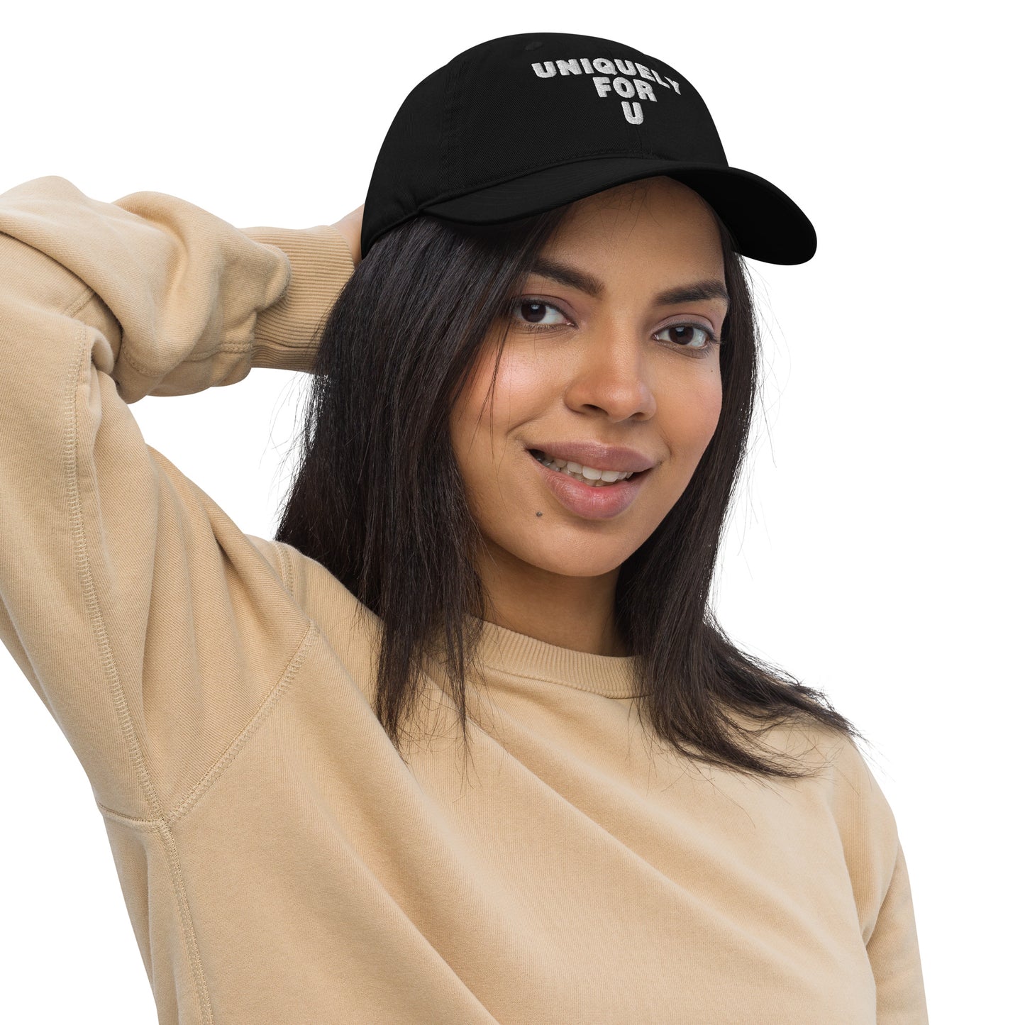 UniquelyForU Stacked Organic Dad Hat Embroidered White