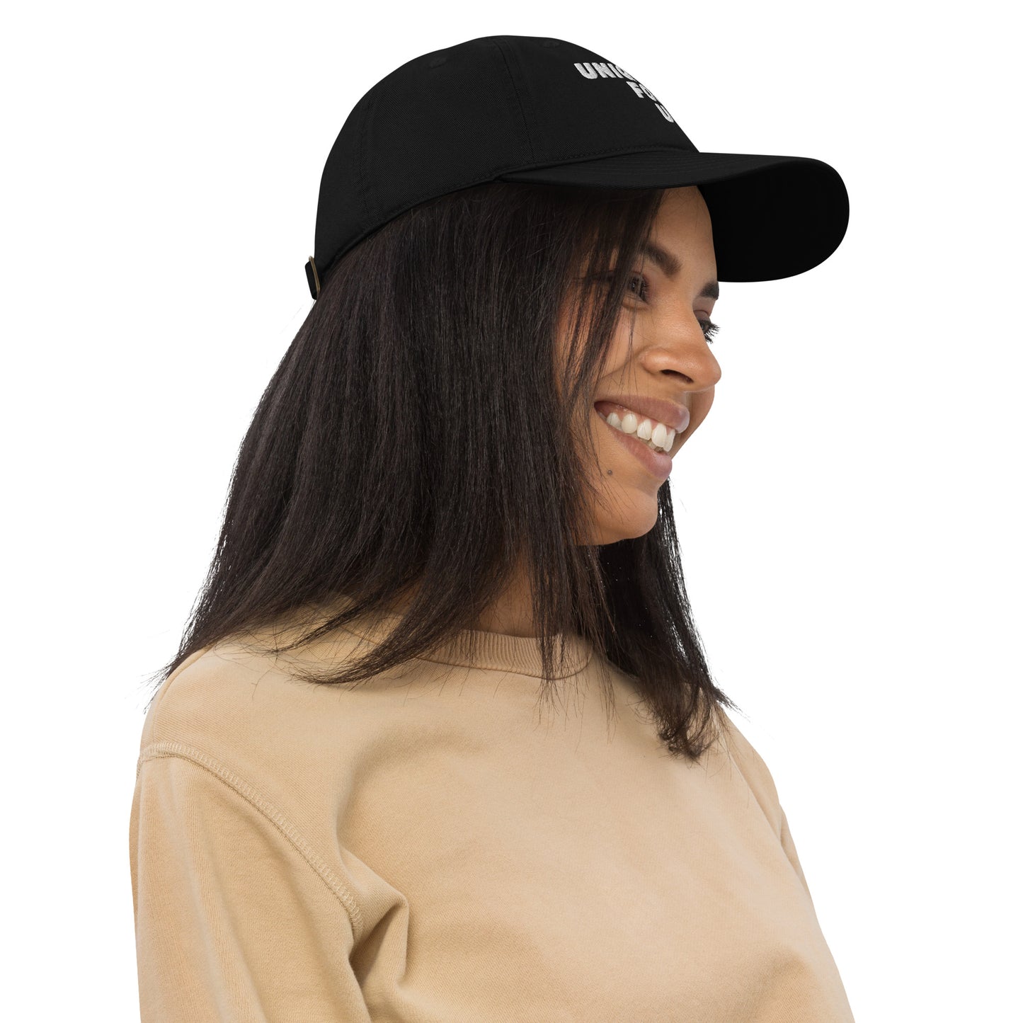 UniquelyForU Stacked Organic Dad Hat Embroidered White