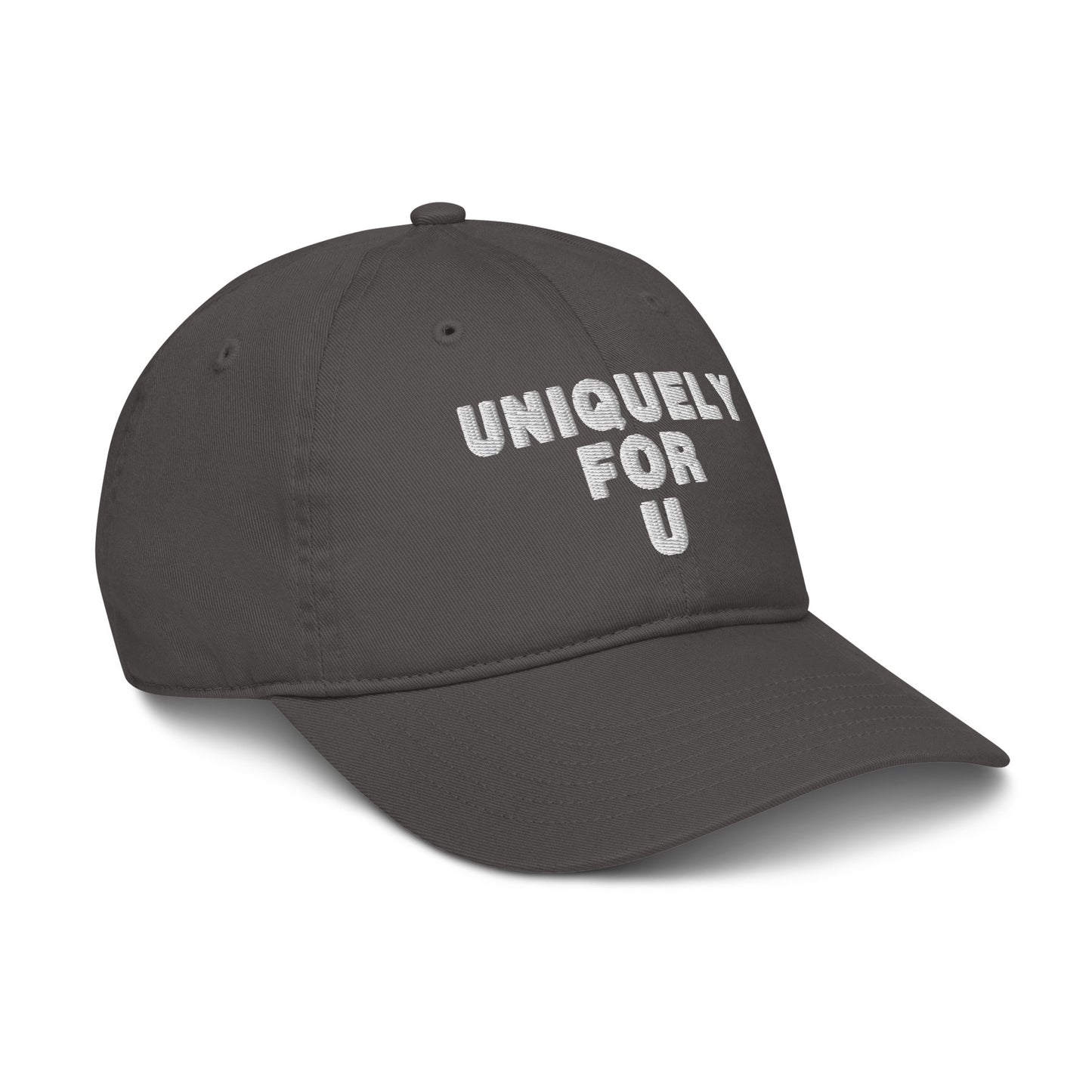 UniquelyForU Stacked Organic Dad Hat Embroidered White