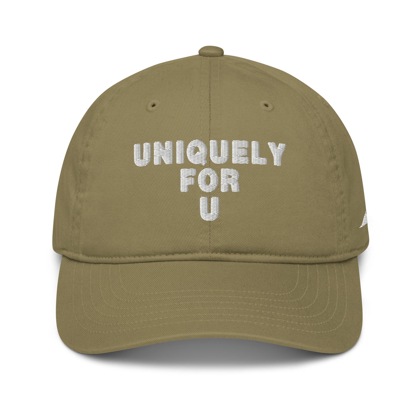 UniquelyForU Stacked Organic Dad Hat Embroidered White