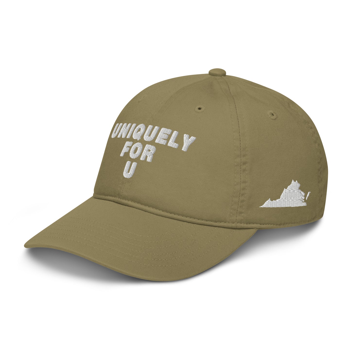 UniquelyForU Stacked Organic Dad Hat Embroidered White