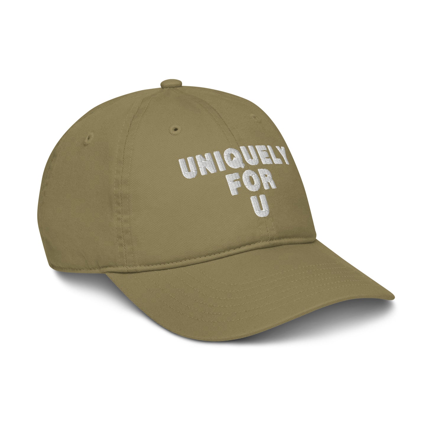 UniquelyForU Stacked Organic Dad Hat Embroidered White