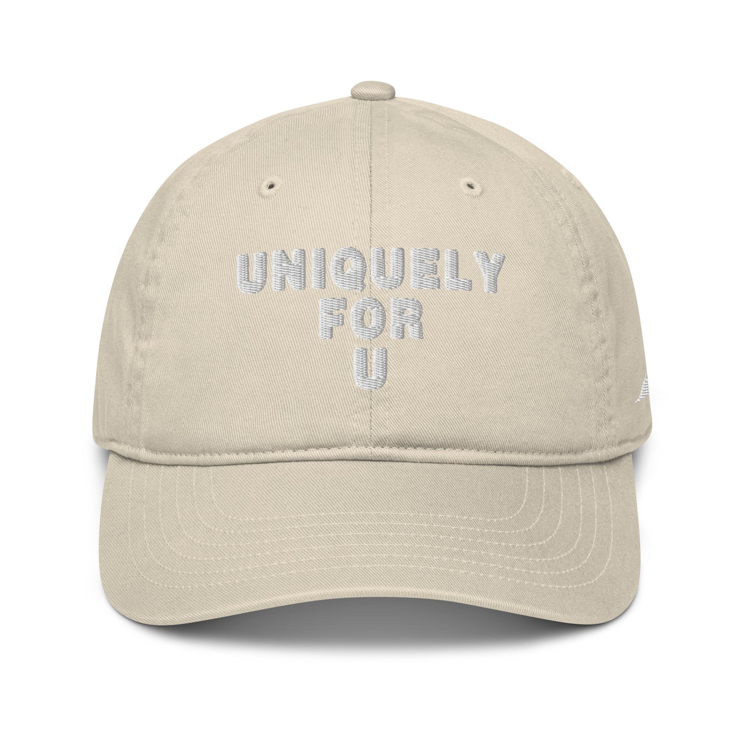 UniquelyForU Stacked Organic Dad Hat Embroidered White