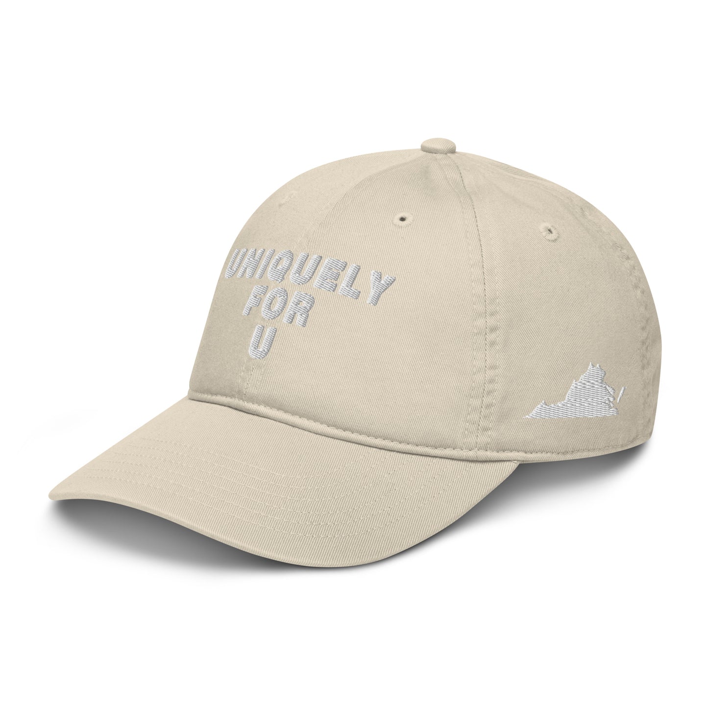 UniquelyForU Stacked Organic Dad Hat Embroidered White