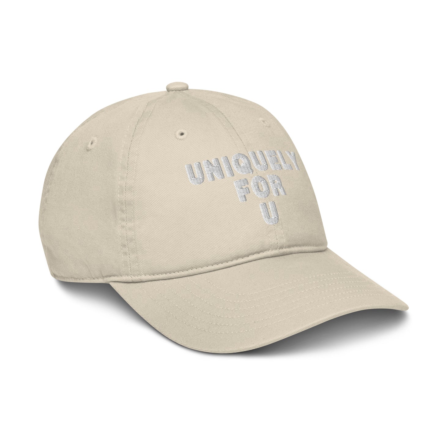 UniquelyForU Stacked Organic Dad Hat Embroidered White