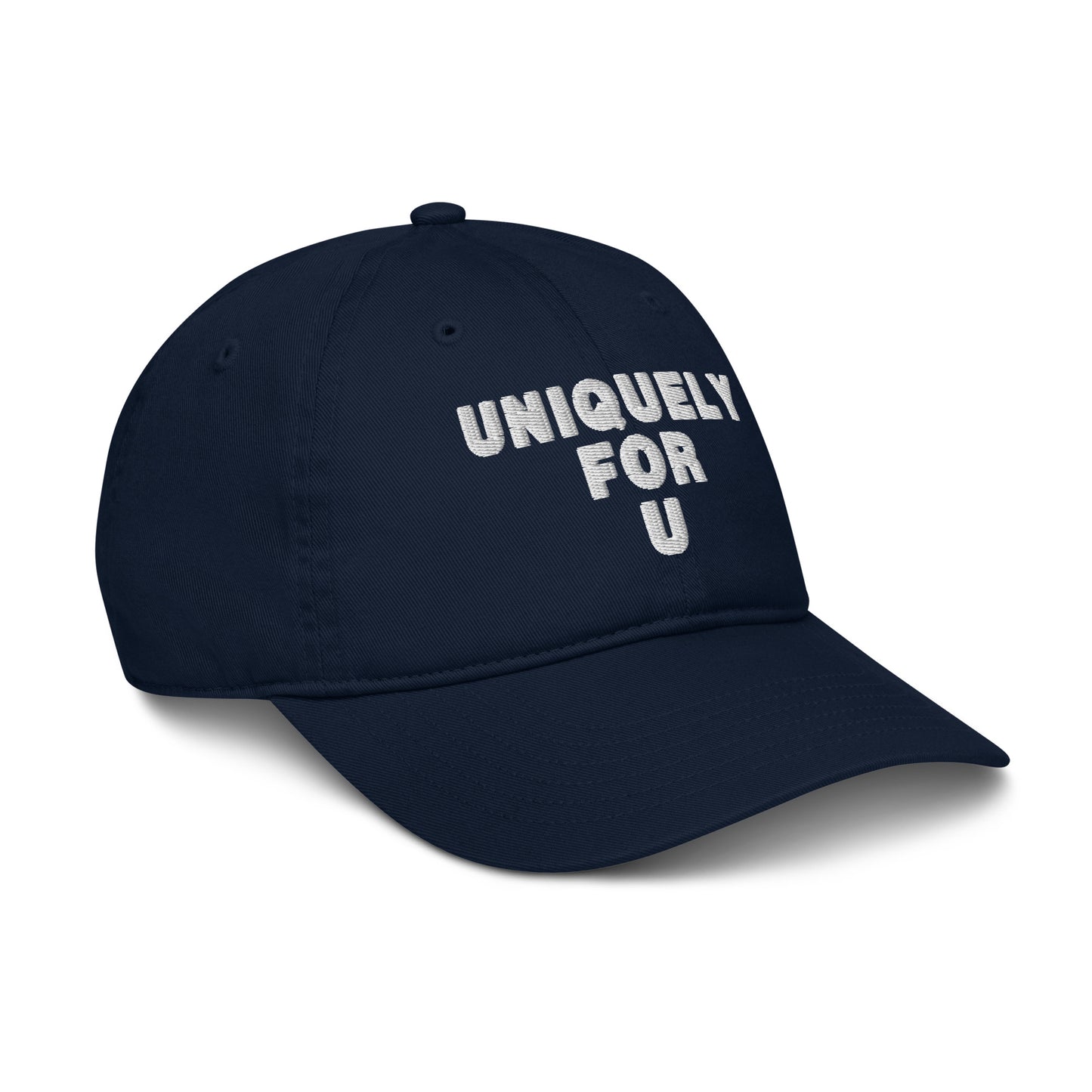 UniquelyForU Stacked Organic Dad Hat Embroidered White